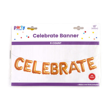 16" Celebrate Balloon Banner - 9 Letters/Pc Set 16"