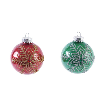 4Ct Christmas 80Mm Ornament Balls, 3 Designs