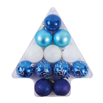 12 Pc Set Of 60Mm Ornaments In Pvc Box, 2 Colors
