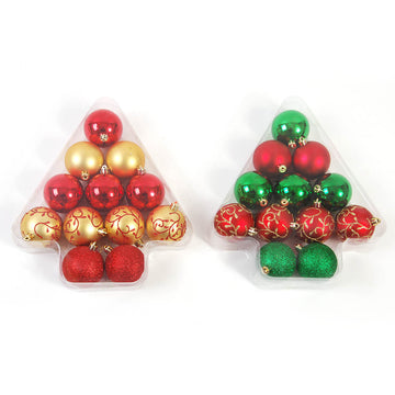 12 Pc Set Of 60Mm Ornaments In Pvc Box, 2 Colors