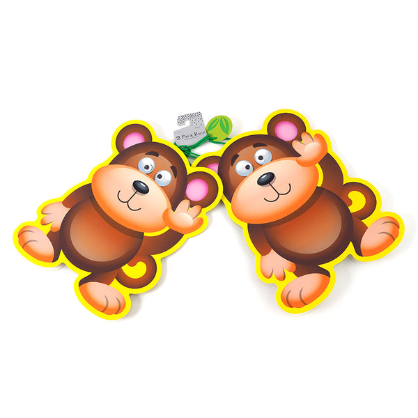 2 Pack Extra Large Furry Friends Monkey Gift Bag W/ Die Cut Matte And Googly Eyes, 1 Design