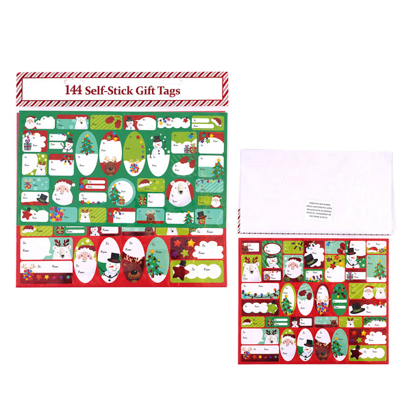 144Ct Christmas Whimsy Self-Stick Gift Tags With Hot Stamping And Glitter