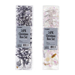 34Pk Christmas Bow Set, 4 Color Assortment Red/Silver/Gold/White Iridescent