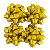 4Pk 3.5" Glitter Bows, 3 Colors