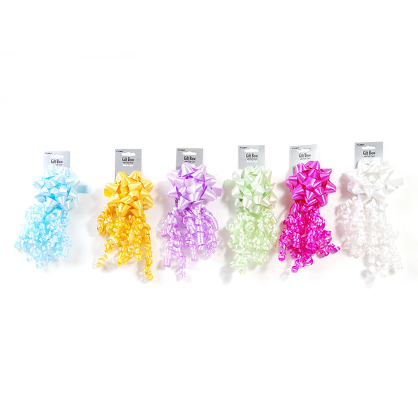 Glitter Star Bow W/Curly Swirl, 6 Colors