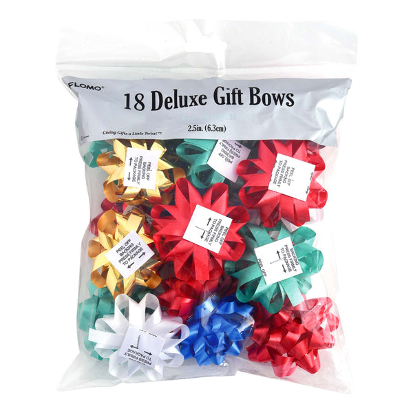 2.5" 18Pcs Gift Bows In Polybag, 5 Metallic  & 13 Regular Bows