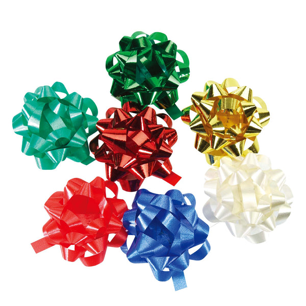 2.5" 18Pcs Gift Bows In Polybag, 5 Metallic  & 13 Regular Bows