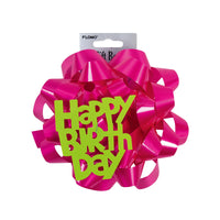 6" Varnish Bow With Happy Birthday Deco In The Center, 3 Colors, Replace Bw662