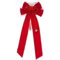 13" X 32" Red Velvet Bow With Bells