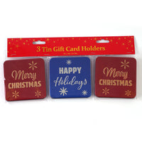 3Ct Christmas Embossed Tin Gift Card Holders