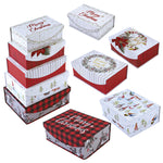 5Pc Christmas Joy Glitter And Hot Stamping Rectangle Nested Boxes With Magnetic Lid