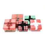 5Pc Christmas Plaid Square Nested Boxes With Seperate Lids With Bows And Bells
