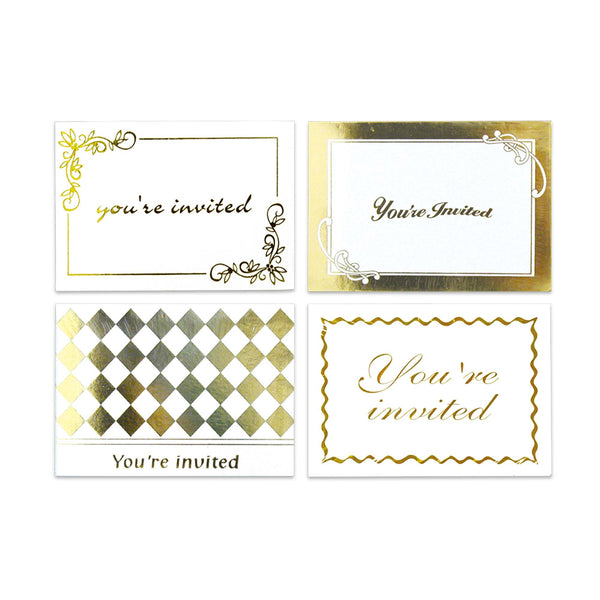 8 Invitation Cards W/Hot Stamping + Envelopes, 8 Designs