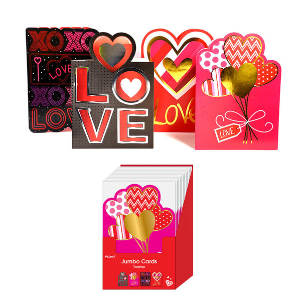 Valentine Jumbo Card In Floor Display, 16.5W X 23.75"H, 4 Designs