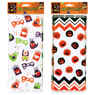20Ct Halloween Cello Bags With Twist-Ties,11.5" X 5", 2 Designs