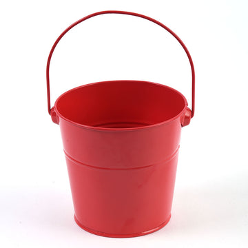 Small Tin Bucket 4.3"X3.1"X4", Red