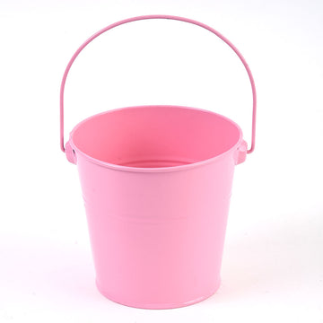 Small Tin Bucket 4.3"X3.1"X4", Pink