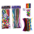 380pc Arts & Crafts Kit, Pipe Cleaners/craft Sticks/pom Poms/googly Eyes, Black/blue (4/24)