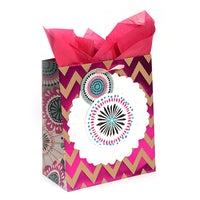 Grande (Large) Chevron Floral Hot Stamp Pop Layer Kraft Bag , 1 Design