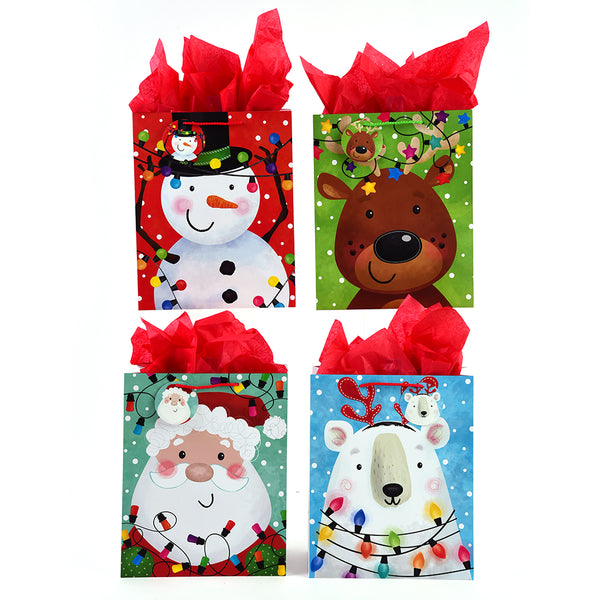 Christmas-Horizontal Jumbo Happy Holiday Lights Printed Bag, 4 Designs