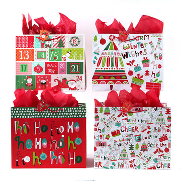Horizontal Jumbo Days Of Christmas Printed Bag, 4 Designs