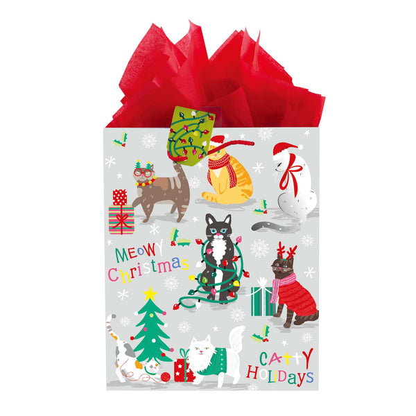 Small Cats & Dogs Christmas Printed Bag, 4 Designs