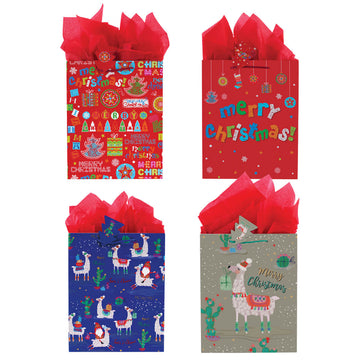 Small Llama Christmas Printed Bag, 4 Designs