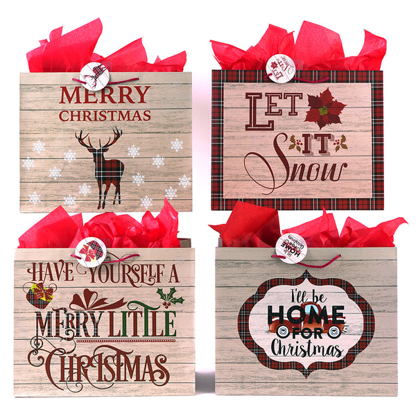 Horizontal Jumbo It'S A Plaid Christmas Printed Bag, 4 Designs