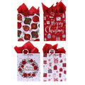 Medium Christmas Red Presents Party Printed Bag, 4 Designs