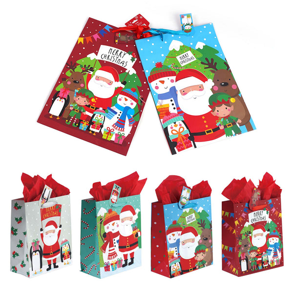 2Pk Extra Large Santa'S Party Printed Bag, 4 Designs