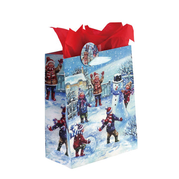 2Pk Extra Large Snowy Christmastime Printed Bag, 4 Designs