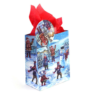 Small Snowy Christmastime Printed Bag, 4 Designs