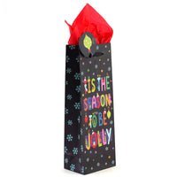 Bottle Santa'S Typography Printed Bag, 4 Designs