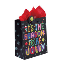 3Pk Large Santa'S Typography Printed Bag, 4 Designs