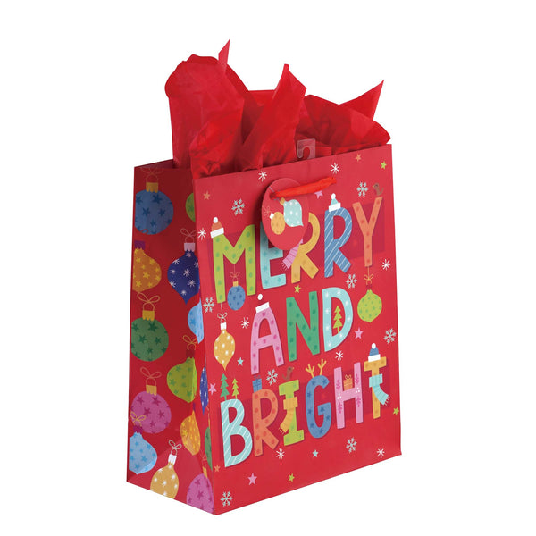 3Pk Large Santa'S Typography Printed Bag, 4 Designs