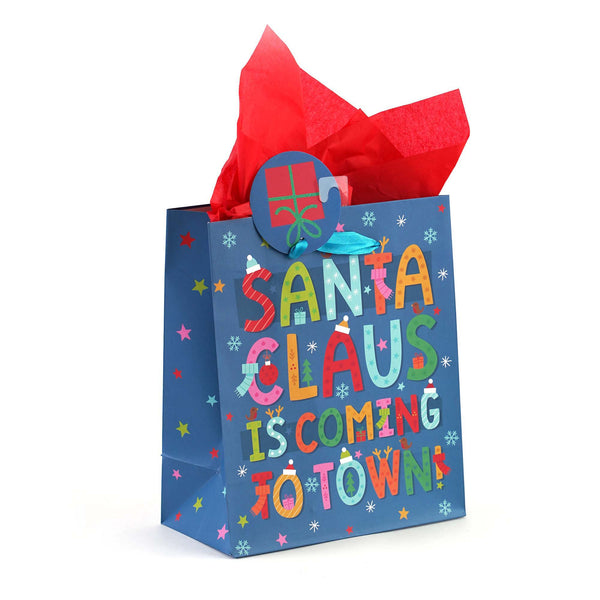 Medium Santa'S Typography Printed Bag, 4 Designs