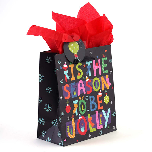 Medium Santa'S Typography Printed Bag, 4 Designs