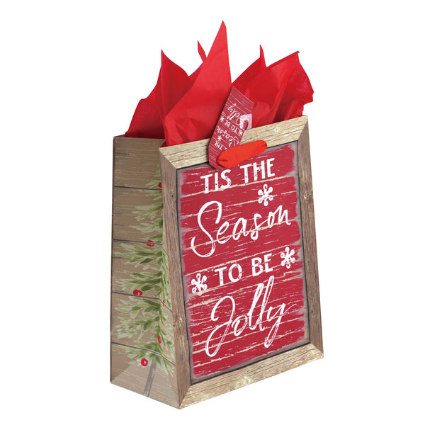 3Pk Large Christmas Signs Printed Bag, 4 Designs