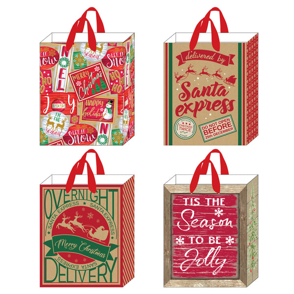 Super Christmas Signs Printed Bag, 4 Designs