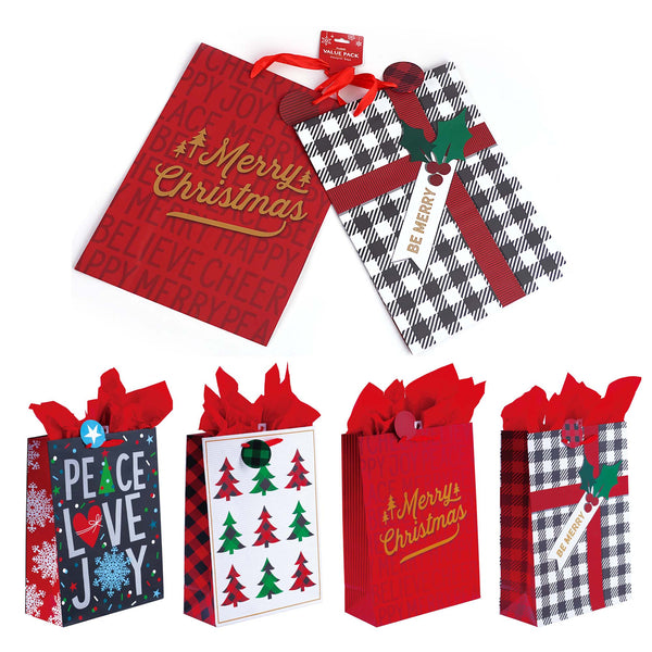 2Pk Extra Large Christmas Happiness Printed Bag, 4 Designs