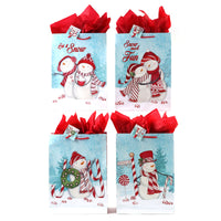 Extra Large Sweet Peppermint Snowman Printed Bag, 4 Designs