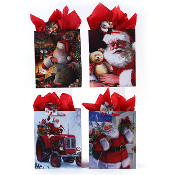 Large Santa Is On  The Way Printed Bag, 4 Designs