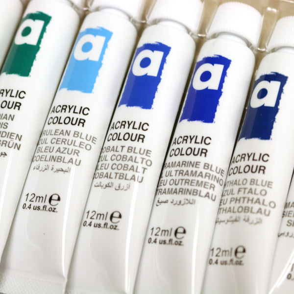12pc Paint Set, 12ml Tubes, 12 Colors Per Box, Acrylic/watercolor, 2 Assortments (4/24)