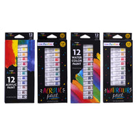 12pc Paint Set, 12ml Tubes, 12 Colors Per Box, Acrylic/watercolor, 2 Assortments (4/24)