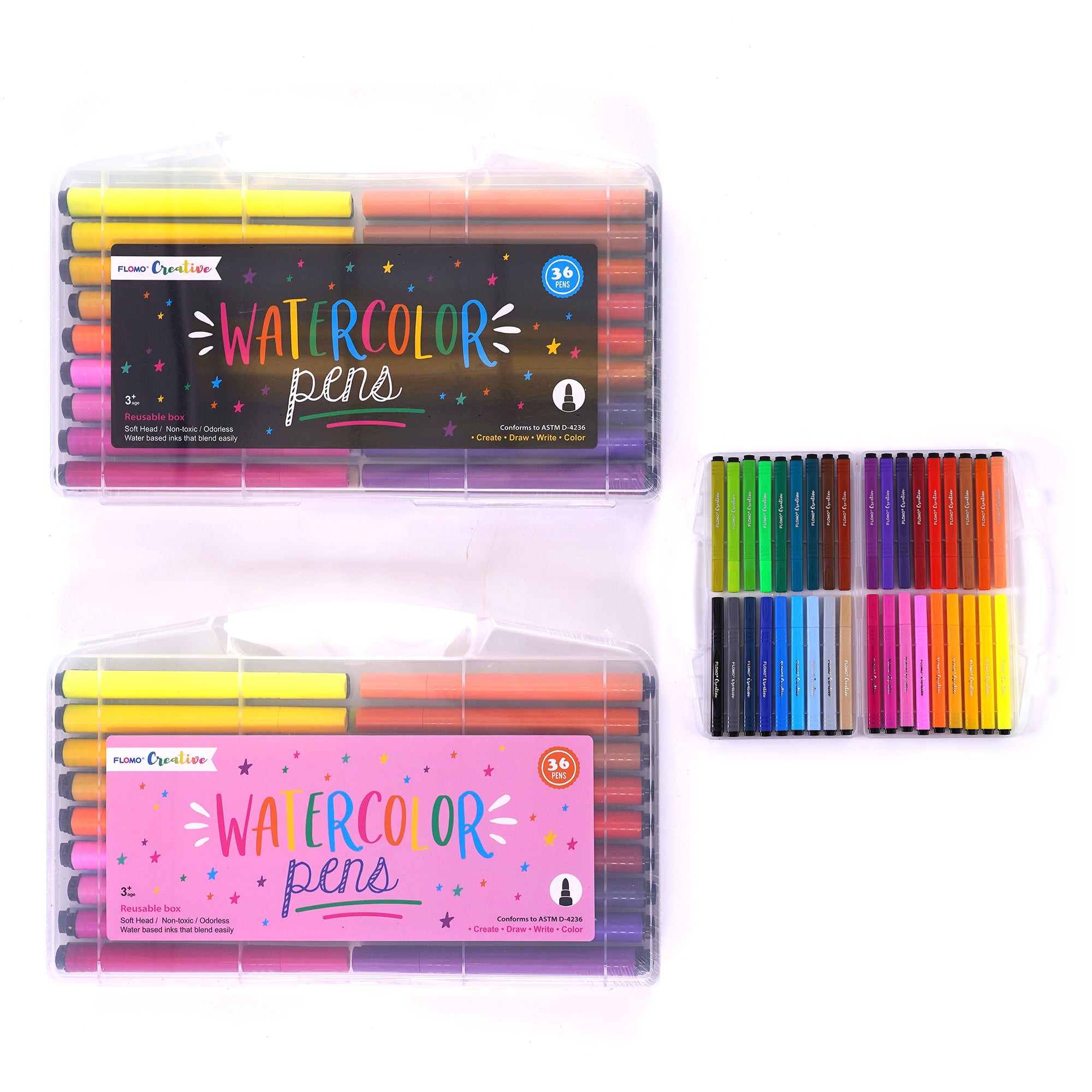 1 Box Washable Marker Set, Soft Tip Markers With 12/24/36/color