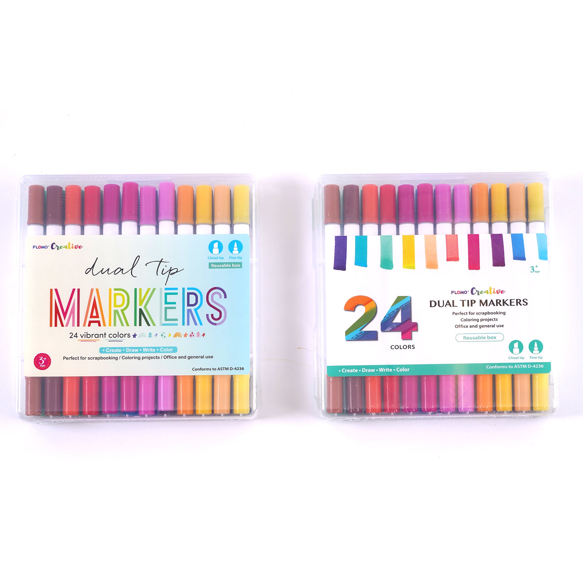 Set of 24 double-sided markers in various colors in an organizer, Toys \  Creative toys