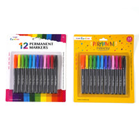 12PC PERMANENT MARKER SET, 12 COLORS, 2 ASSORTMENTS (2/24)