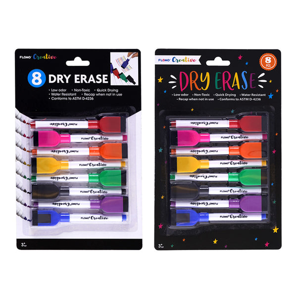 8pc Dry Erase Marker Set, 8 Colors, 2 Assortments (4/24)