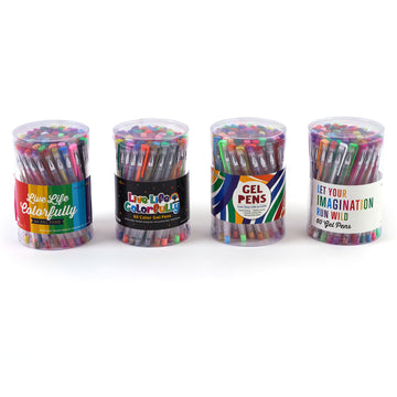 60Pc Color Gel Pen Set In Acetate Drum, 60 Colors, 4 Assortments - Live Life