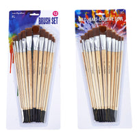 12Ct Flat Brush Set, 2 Assortments